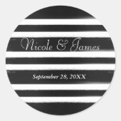 黒と白絵を描モダンミニマル結婚の ラウンドシール (正面)