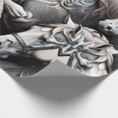 黒と白絵画の芸術で詳述された馬 ラッピングペーパー (角)