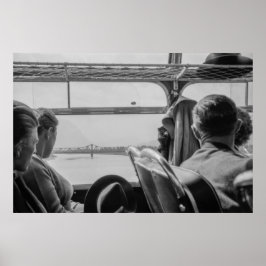 黒と白1968ヨーロッパの田舎のバス乗り ポスター