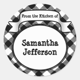 黒と白 – キッチンから – 瓶またはラベル ラウンドシール