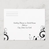 黒と白、ティール(緑がかった色)逆旋回 インビテーションポストカード (裏面)