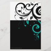 黒と白、ティール（緑がかった色）逆旋回 チラシ (裏面)