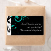 黒と白、ティール（緑がかった色）逆旋回 ラベル (インサイチュ)