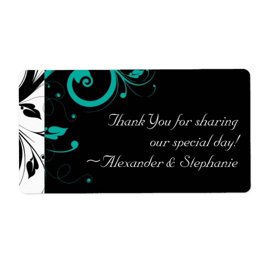 黒と白、ティール（緑がかった色）逆旋回 ラベル (正面)