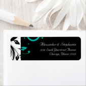 黒と白、ティール（緑がかった色）逆旋回 ラベル (インサイチュ)