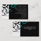 黒と白、ティール（緑がかった色）逆旋回 名刺 (正面/裏面)