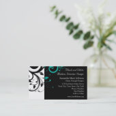 黒と白、ティール（緑がかった色）逆旋回 名刺 (スタンド正面)