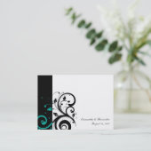 黒と白、ティール(緑がかった色)逆旋回 名刺 (スタンド正面)