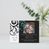 黒と白、ティール（緑がかった色）逆旋回 案内ポストカード (スタンド正面)