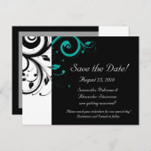 黒と白、ティール（緑がかった色）逆旋回 案内ポストカード (正面/裏面)