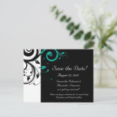 黒と白、ティール（緑がかった色）逆旋回 案内ポストカード (スタンド正面)