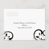 黒と白、ティール(緑がかった色)逆旋回RSVP インビテーションポストカード (裏面)