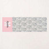 黒と白、ピンクのストライプパーソナライズされた ヨガマット (正面(横))