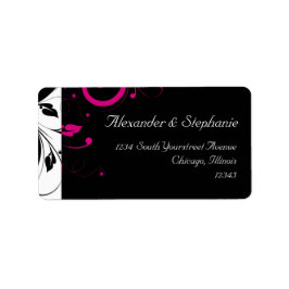 黒と白、マゼンタのスワール付き ラベル