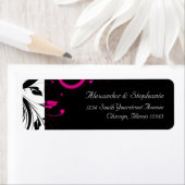 黒と白、マゼンタのスワール付き ラベル (インサイチュ)