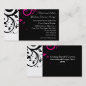 黒と白、マゼンタのスワール付き 名刺 (正面/裏面)