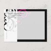 黒と白、マゼンタのスワール付き 案内ポストカード (裏面)