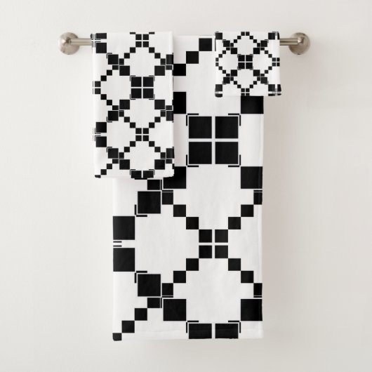 黒と白、幾何学的、シンプル、流行 バスタオルセット (インサイチュ)