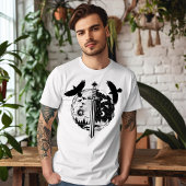 黒と白、昼と夜のデザイン Tシャツ