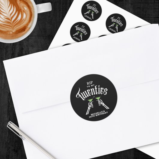 黒と白 RIP 私の20代 30歳の誕生日 ラウンドシール