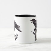 黒と白Raven Mugハロウィーンのパーソナライズ日付 マグカップ (中央)