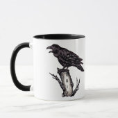 黒と白Raven Mugハロウィーンのパーソナライズ日付 マグカップ (左)