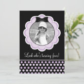 黒と紫かわいらしの誕生日パーティーの招待 招待状 (スタンド正面)