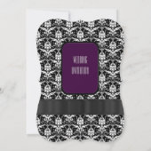 黒と紫と白のダマスクの結婚式 招待状 (裏面)