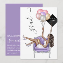 黒と紫のアフリカ系アメリカ人の女の子の卒業式