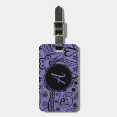黒と紫のカスタムモノグラム荷物タグ ラゲッジタグ (正面縦)