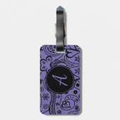 黒と紫のカスタムモノグラム荷物タグ ラゲッジタグ (裏面縦)