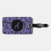 黒と紫のカスタムモノグラム荷物タグ ラゲッジタグ (裏面横)