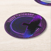 黒と紫のカラス ラウンドペーパーコースター (アングル)