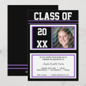 黒と紫のクラス写真 卒業パーティー 招待状 (正面/裏面)