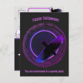 黒と紫のクロウハロウィン インビテーションポストカード (正面/裏面)