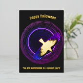 黒と紫のクロウハロウィン 箔シーズンカード (立ち正面)