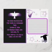 黒と紫のクロウハロウィン 箔招待状ポストカード (裏面)