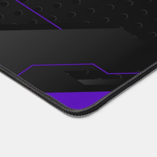 黒と紫のクール幾何学的ゲームの背景 デスクマット (コーナー)