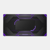 黒と紫のクール幾何学的ゲームの背景 デスクマット (正面)