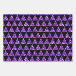 黒と紫のグリッタールックハロウィーン ラッピングペーパーシート