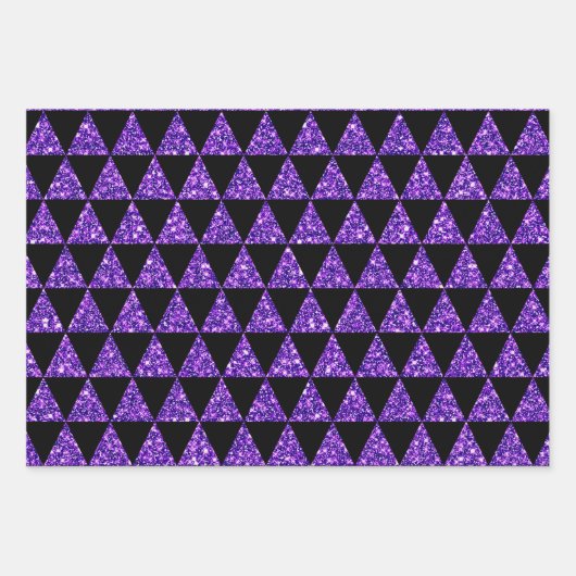 黒と紫のグリッタールックハロウィーン ラッピングペーパーシート (正面)