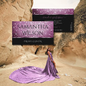 黒と紫のグリッター発光スターエレガンス 名刺