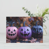 黒と紫のグリッター ハロウィン グリーティング カード (スタンド正面)