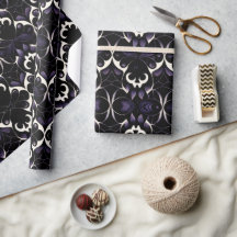 黒と紫のゴシック模様#2ラッピング紙