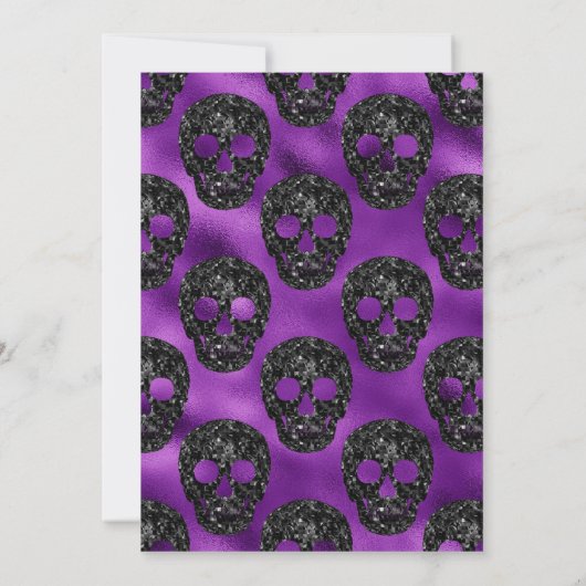 黒と紫のスカルとクモの巣21歳の誕生日 招待状 (裏面)