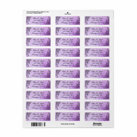 黒と紫のスクリプエレガントト戻りラベル ラベル (フルシート)