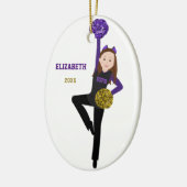 黒と紫のセラミックオルナムのブルネットのダンスライン セラミックオーナメント (左)