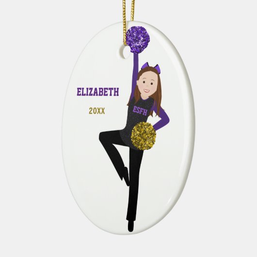 黒と紫のセラミックオルナムのブルネットのダンスライン セラミックオーナメント (左)