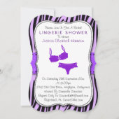 黒と紫のゼブラプリントブラケットランジェリーシャワー 招待状 (正面)