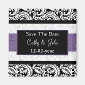 黒と紫のダマスクの結婚式 マグネット (正面)